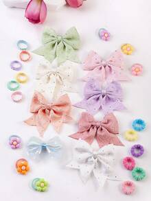 765 Peças Conjunto de Acessórios para Cabelo de Meninas, Inclui Presilhas com Laço de Strass, Presilhas com Flor de Maçã-Brava, Presilhas Borboleta Ombré, Presilhas com Laço Glitter, Elásticos de Cabelo com Flor, Grampos de Garra Mini Variados, Elásticos de Cabelo Elásticos Essenciais para Passeios Diários e Festas - Multicolorido - Visão 7