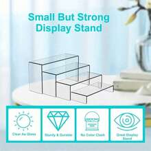 1pc Clear Acrylic Tiered Display Risers, Transparent 3-Step Dessert & Cupcake Stand, Multi-Purpose Organizer For Party, Kitchen, Living Room, Collectibles, Cosmetics & Home Decor, Organization, Home Supplies, Storage - Clear - View 6