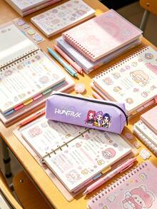 K-Pop 女巫狩猎主题文具包，卡通牛津布铅笔盒文具盒，理想的返校用品和日常文具收纳包 - 彩色 - 查看 3