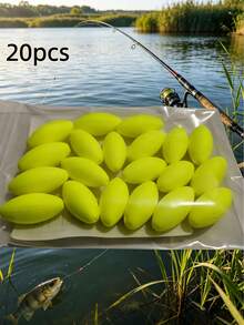 20pcs Heavy Duty EVA Olive Shaped High Visibility Fishing Floats, Anti-Tangle Streamlined Fishing Bobbers, Freshwater Lake And River Fishing Gear, Durable Fishing Float Accessories - Multicolor - View 7