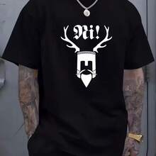 Printed T-Shirt For Men And Women - 黑色 - 查看 1