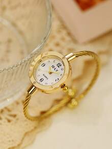 1 Stück Gold/Silber quadratische Bambusknoten Quarz Uhr, perfekt für den täglichen Gebrauch, auch ein perfektes Geschenk für Geburtstag und Weihnachten - Gold - Übersicht 5