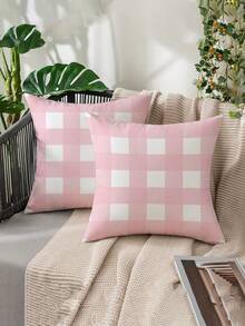 2 pezzi Federe per cuscini decorativi per casa, motivo a righe minimalista, design a linee, dimensioni multiple, morbido al tatto in velluto, stampa digitale, stile vintage fattoria, per divano, soggiorno, camera da letto, senza inserto per cuscino - Cipria opaca morbida - Visualizzare 1