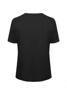 Camiseta de moda estampada para hombre - Camiseta clásica casual de verano de cuello redondo y manga corta, poliéster, cómoda y transpirable, diseño de patrón de letras de moda, ropa de hombre versátil y de , regalo sorpresa para vacaciones - Negro - Ver 2