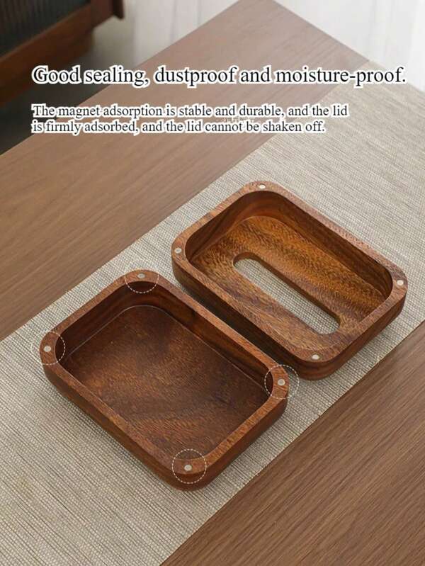 1 pieza Caja de pañuelos de madera de nogal, organizador de almacenamiento de escritorio para servilletas y pañuelos faciales, decoración para el hogar, oficina, dormitorio y sala de estar, dispensador minimalista de madera natural, elegante organizador de escritorio, accesorio de diseño interior moderno, dispensador decorativo de pañuelos para cualquier habitación
