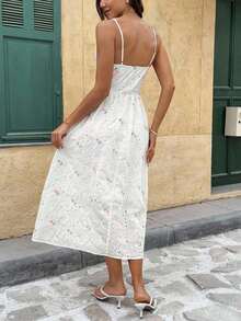 Women's Floral Print Elegant Spaghetti Strap Midi Dress, Vacation Style New Year Party Christmas Summer Beach Valentine's Day Holiday Resort - 淺粉色 - 查看 2