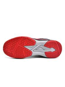1 Pair Unisex Sports Casual Shoes, Badminton Shoes, Low-Top Tennis Shoes, Breathable Mesh, Comfortable Professional Table Tennis Shoes, Shock-Absorbing & Supportive, Suitable For Pickleball, Outdoor Sports - Red - View 4