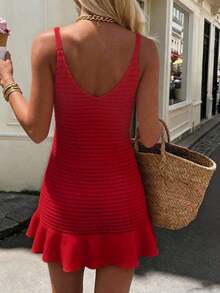 Women Sweater Dresses - 紅色 - 查看 2