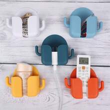 2pcs Classic Wall-Mounted Phone Holder, Plastic Storage Organizer, Suitable For TV Remote, Air Conditioner Remote, Bedside Charging Stand, No Power Required - Multiple Styles - View 7