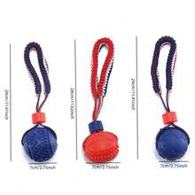 Jouet de balle à nœud en corde pour chien avec poignée, balle de football en os pour animal de compagnie avec cordon élastique, balle de mastication et de dentition durable pour l'entraînement à la mastication, jeu de maintien pour chiot, tir à la corde, rapporter, lancer, entraînement pour chiens de taille moyenne et petite, balle élastique en TPR, entraînement à l'agilité, jouet puzzle interactif, jouets pour chiens pour les masticateurs agressifs - Multicolore - Voir 3