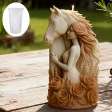 Molde de vela de silicona con la escena de la yegua y el caballo de Xanadu abrazándose, de fácil desmoldeo sin deformación, ideal para manualidades con velas/resina/jabón y como regalo para amantes de los caballos, regalo creativo perfecto, regalo navideño, imprescindible para entusiastas de las carreras de caballos - 32#-37 - Ver 10
