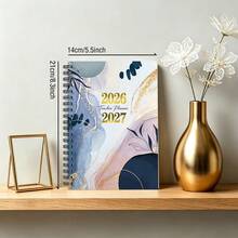 1 pieza A5, 8.3x5.5 pulgadas Planificador de maestro 2026-2027, cubierta de cuaderno espiral con patrón de mármol azul-púrpura y dorado de lujo, adecuado para la organización del plan de lecciones y la gestión del progreso de la enseñanza - A5 - Ver 5