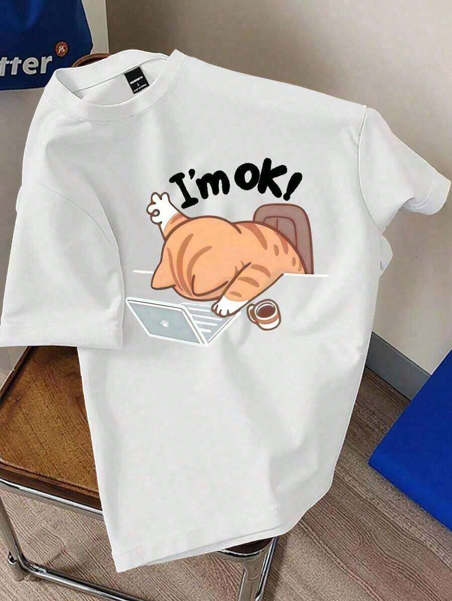 Chillumni 1 pieza Camiseta de manga corta y cuello redondo para hombre, de moda para el verano GTNQ - Blanco - Ver 1