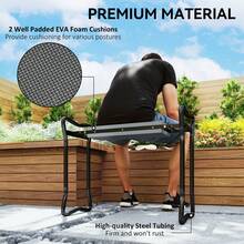 2 In 1 Garden Kneeler Seat Kneeling Pad Support Bench Foldable Knee Protector, Grey - 49*28*58cm - View 5