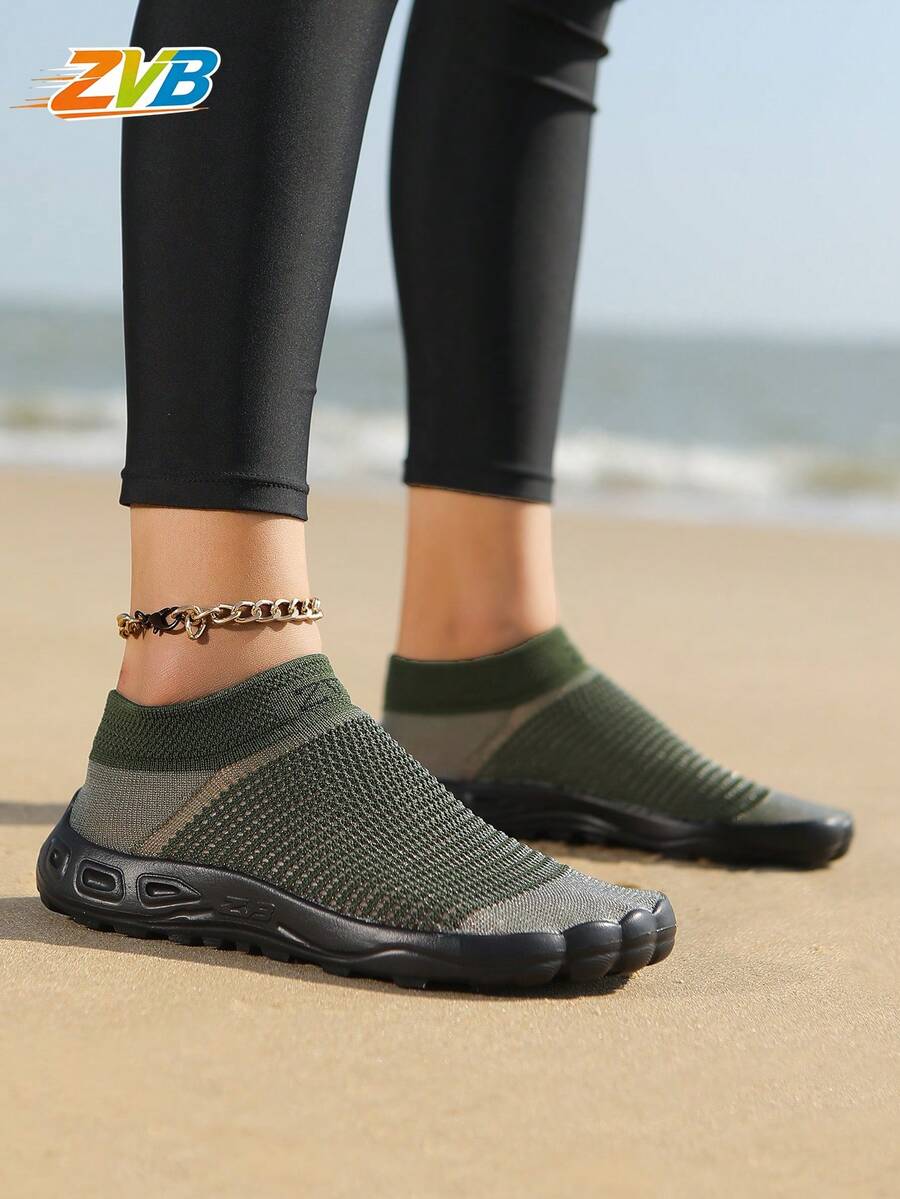 ZVB Pantofi de plajă pentru femei, pantofi de apă, pantofi de antrenament desculți, design ușor antiderapant, potriviți pentru antrenament de fitness, surfing pe plajă, înot, piscină, drumeții în aer liber - Verde Armată - Vizualizare 1