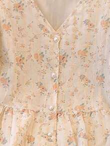 Blusa de mujer con escote en V bordada de estilo romántico francés de manga corta - Naranja - Ver 4