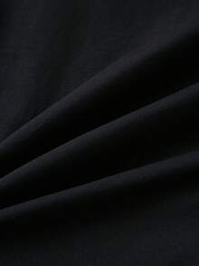 Camiseta manga corta cuello redondo 100% algodón, estampado trendy, tejido ligero y ventilado, estilo moda casual, apta para vida diaria, salidas informales y citas en primavera, verano y otoño - Negro - Ver 5