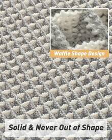Waffle Bath Mat, Absorbent Non Slip Bathroom Rug With Tassels, Rubber Backed Floor Mat, Machine Washable Decorative Mat For Bathroom, 17" X 24", Brown - 淺灰色和奶油色 - 查看 5