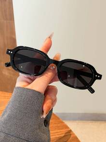 2 piezas Gafas decorativas ovaladas minimalistas y casuales, versátiles para mujeres, adecuadas para uso diario, fiesta, estilo callejero, verano, negocios, citas, al aire libre, Y2K - Multicolor - Ver 3