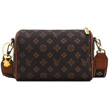 SSUPSHYLIF Luxury Monogram Crossbody Bag For Women, Classic Boston Style Shoulder Handbag With Wide Adjustable Strap, Fashion Designer Inspired PU Leather Satchel Purse - 棕色 - 查看 1