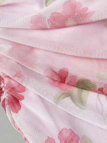Vestido con estampado floral colorido y romántico en rosa, con pliegues - Perfecto para vacaciones, citas, picnics, fiestas, bailes de graduación, festivales y cumpleaños; Romántico y lindo - Rosa 2 - Ver 4