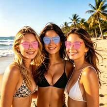 3/15/19 pièces Lunettes sans cadre en forme de cœur, accessoires photo de fête, set de lunettes en forme de cœur, lunettes rétro en forme de cœur, lunettes hippie, design de cœur des années 90, convient pour les fêtes, mariages, carnavals, Halloween - Lunettes en forme de cœur - Voir 5
