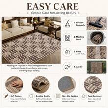 1 Alfombra de cachemira sintética, 10mm de grosor, mejorada con material de 1300 G/M². Patrón de cuadros moderno, alfombra de baño, alfombra de dormitorio, forma asimétrica, suave y cómoda, diseño antideslizante en la parte inferior. Adecuada para alfombras de dormitorio, alfombras de lado de la cama, alfombras de sala de estar, alfombras de estudio, alfombras decorativas, alfombras de exterior, alfombras de habitación infantil y opciones de regalo. - Celosía moderna - Ver 5