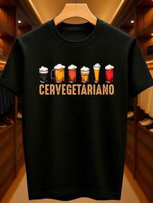 Funny Vegetarian Beer And Diet T-Shirt 100% Premium Cotton Unisex Casual Streetwear Shirt For Men And Women - Immediate Shipping - 黑色 - 查看 1