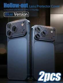 2pcs Metal Hollow Lens Protective Film, Available In Silver, Orange, Blue, Suitable For IPhone 17 Pro Max Camera, Anti-Scratch, Anti-Fall, Efficient Heat Dissipation, Anti-Oxidation, Long-Lasting, Thin And Compatible With Phone Cases - Multicolor - View 10