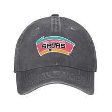 San Antonio Spurs Logo 1989 Vintage Washed Distressed Cotton Dad Hat Baseball Cap Adjustable Unisex Style Headwear - 深灰色 - 查看 7