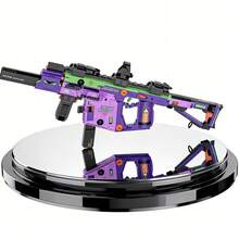 Cyberpunk Style Creative Tactical Weapon Brick Model, Available In Purple, Pink And Green Color Schemes, Realistic Vector Firearm Design With Magazine And Sight Details, Collectible Construction Blocks Suitable For Enthusiasts, Room Decor And Birthday Gifts - Light Machine Gun Model - View 12