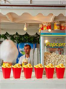7-Color Mixed Paper Popcorn Buckets, Mini Snack Boxes, Suitable For Popcorn, Candy, Cookies, Party Favors, Movie Nights - Red - View 5
