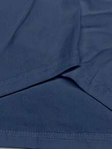 Camiseta cómoda de mujer con estampado de rayas y flores de margarita, cuello redondo, manga corta, minimalista y versátil para uso casual - Azul marino 2 - Ver 4