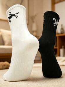 1/5/10 Pairs Men's Casual Solid Color Mid-Calf Socks, Soft Breathable Comfortable Non-Slip, Suitable For Daily Wear Or Outdoor Sports All Seasons - Multicolor - View 6