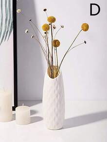 1pc Plastic Flower Vase, Artificial Flower Pot, Floral Container, Dry/Fresh Flower Vase, Desktop Decor Vase, Home & Office Accessory - White - View 6