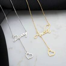 Dây chuyền khắc tên theo yêu cầu, Mặt dây chuyền khắc tên theo yêu cầu, Quà tặng Ngày của Mẹ, Dây chuyền hình trái tim phong cách retro bằng thép không gỉ, Dây chuyền khắc tên theo yêu cầu dành cho nữ, Trang sức mùa hè, Phụ kiện đi biển dành cho nữ, Quà tặng Ngày của Mẹ - Nhiều màu - Xem 8