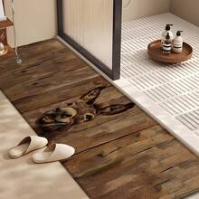 1 pieza Alfombra de lino con estampado de burro sonriente, felpudo de baño, felpudo de entrada, alfombra rectangular impresa en 3D para sala de estar, dormitorio, pasillo, baño, lavandería - Alfombra de poliéster para decoración del hogar interior y exterior - Multicolor - Ver 2