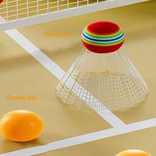 1 Set (2 Rackets + 1 Shuttlecock + 1 Ball) Badminton Racket Set, Indoor/Outdoor Leisure Sports Tennis Racket Set, Interactive Game Activity Toy, Educational Toy Gift, Birthday Gift. The Color Of The Ball Is Randomly Red Or Yellow. - Multicolor - View 8