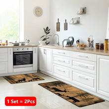 1pc Deer Pattern Printed Linen Kitchen Rug, Carpet, Mat, Bathroom Mat, Doormat, 3D Printed Rectangle, Suitable For Living Room, Bedroom, Hallway, Bathroom, Laundry Room - Polyester Carpet, Indoor Outdoor Home Decor - Multicolor - View 12