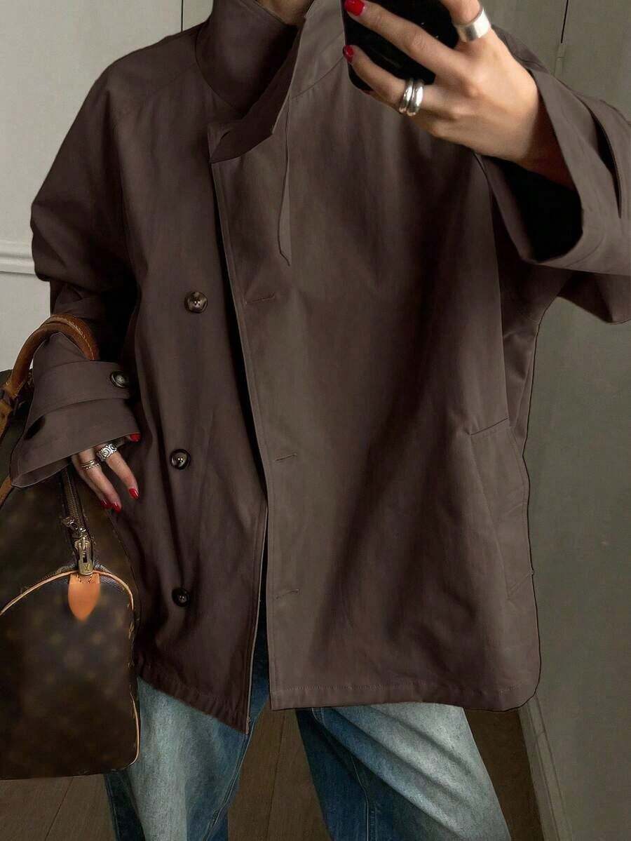 Women Trench Coats - 全穀類咖啡 - 查看 1