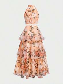 Conjunto de 2 piezas elegante y casual para vacaciones, citas románticas en la playa de verano, atuendo de playa para mujer en color rosa - Naranja - Ver 6