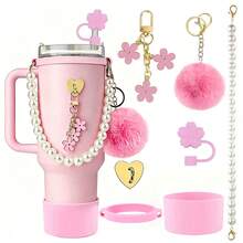 Compatible Mug Accessories Set, 40oz Mug Accessories, Straw Lid Accessories And Insulated Mug Accessories, Mug Accessories, Mug Sleeve Accessories, Mother's Day Gift, Father's Day Gift, Mother's Day Present, Suitable For Insulated Tumblers, Coolers, Mugs, Flat Bottom Cups. Make Your Mug More Stylish, A Unique Gift For Women. - Multicolor - View 9