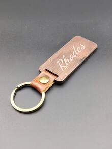 Llavero de madera personalizable, se puede grabar, llavero de madera, llavero, llavero personalizable, llavero anti-pérdida, llavero personalizado con anillo para llaves, regalo para fiestas - Multicolor - Ver 3