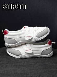 Hook-and-Loop leicht an-/ausziehbare Farbblock Sneaker | Farbblock Riemchen Schuhe mit roter Ferse | Rutschfeste, bequeme Schul- und Alltagsschuhe für Frauen mit Hook-and-Loop Verschluss | Farbblock Riemchen Schuhe mit roter Akzentfarbe | Rutschfeste, bequeme Alltagsschuhe zum Spazierengehen - Weiss - Übersicht 8