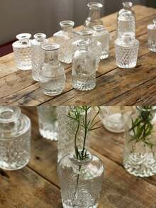 1/10/20-Piece Bohemian-Style Glass Vase Set | Rustic Wedding Mini Vintage Embossed Glass Vases, Home And Table Decorations, Aromatherapy Bottles, Suitable For Home Flower Arrangements, Wedding Decorations, Room Decorations, Etc. - Multicolor - View 9
