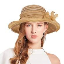 1pc Women's Vintage Floral Sheer Derby Hat, Kentucky Style, Foldable With Sun Protection, Suitable For Weddings, Tea Parties, Schools And Other Occasions - Multicolor - View 2