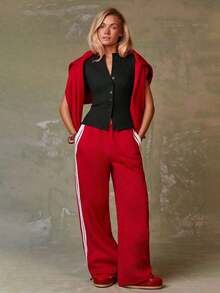 Cárdigan rojo casual para mujer - Negro - Ver 2