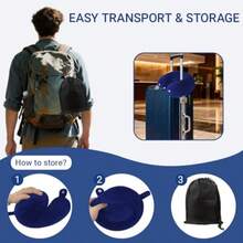 Travel Pillow With Removable Large Hood, Memory Foam Neck Pillow For Airplane, Car, Train Travel Sleeping And Rest, With Soft Cover Blue - Màu xanh lam - Xem 7