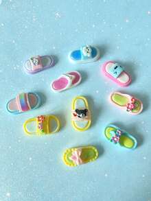 20pcs Colorful Summer Flip Flop Resin Patch, Styles Of Sandal Design, Cute Vacation Accessory For Jewelry Making, DIY Craft Material For Scrapbooking, Phone Case, Hair Clips, Bag Charms, Keychain, Necklace And More - Multicolor - View 4