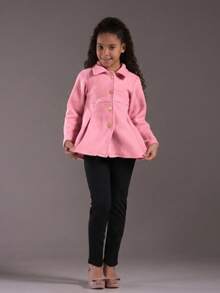 Children's Overcoat In Soft Fabric With Front Buttons – Warm, Comfortable And Stylish For Winter - Màu Hồng baby - Xem 1